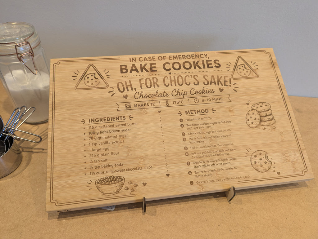 Oh, For Choc's Sake! Engraved Bamboo Recipe Board