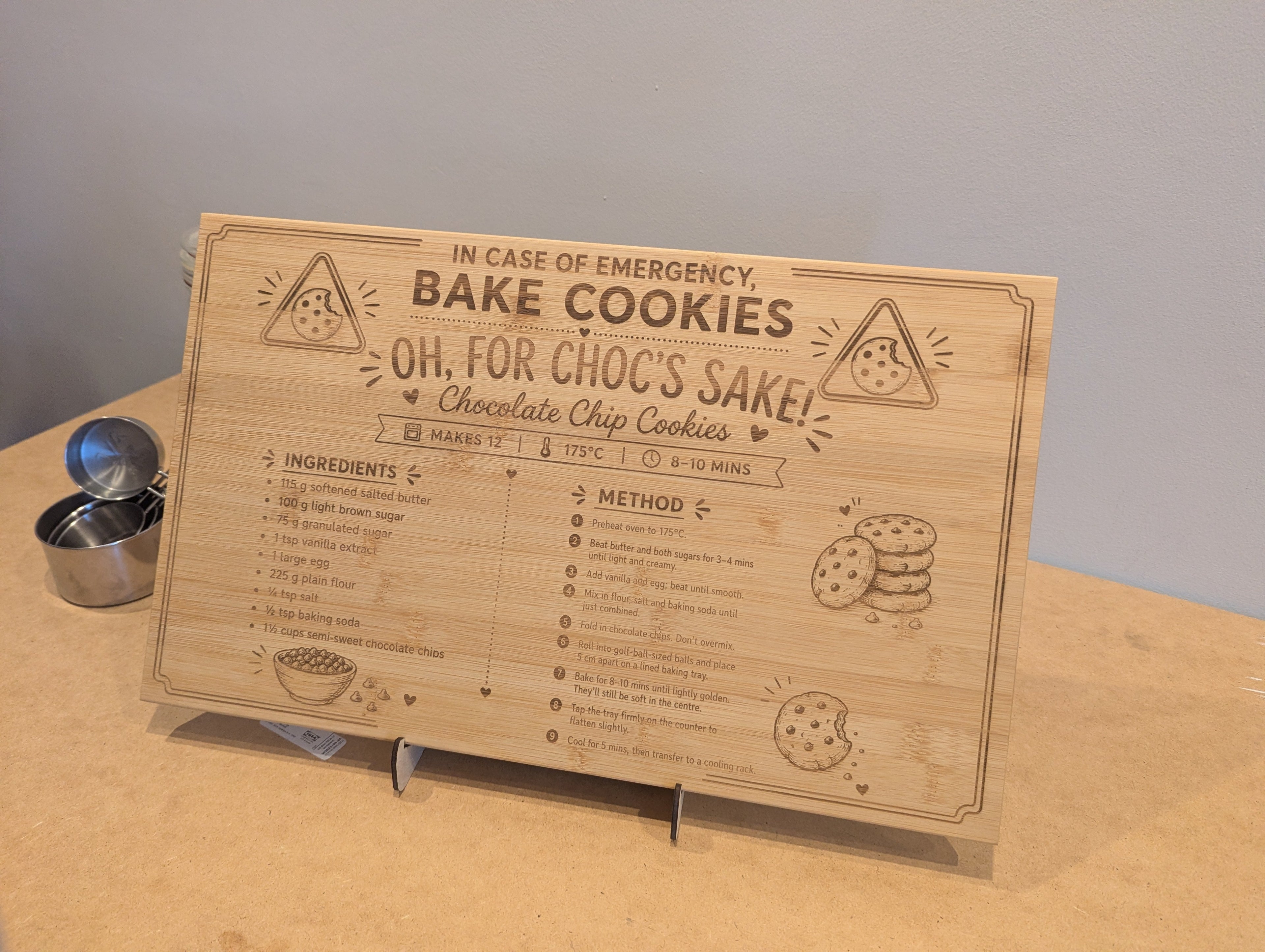 Oh, For Choc's Sake! Engraved Bamboo Recipe Board