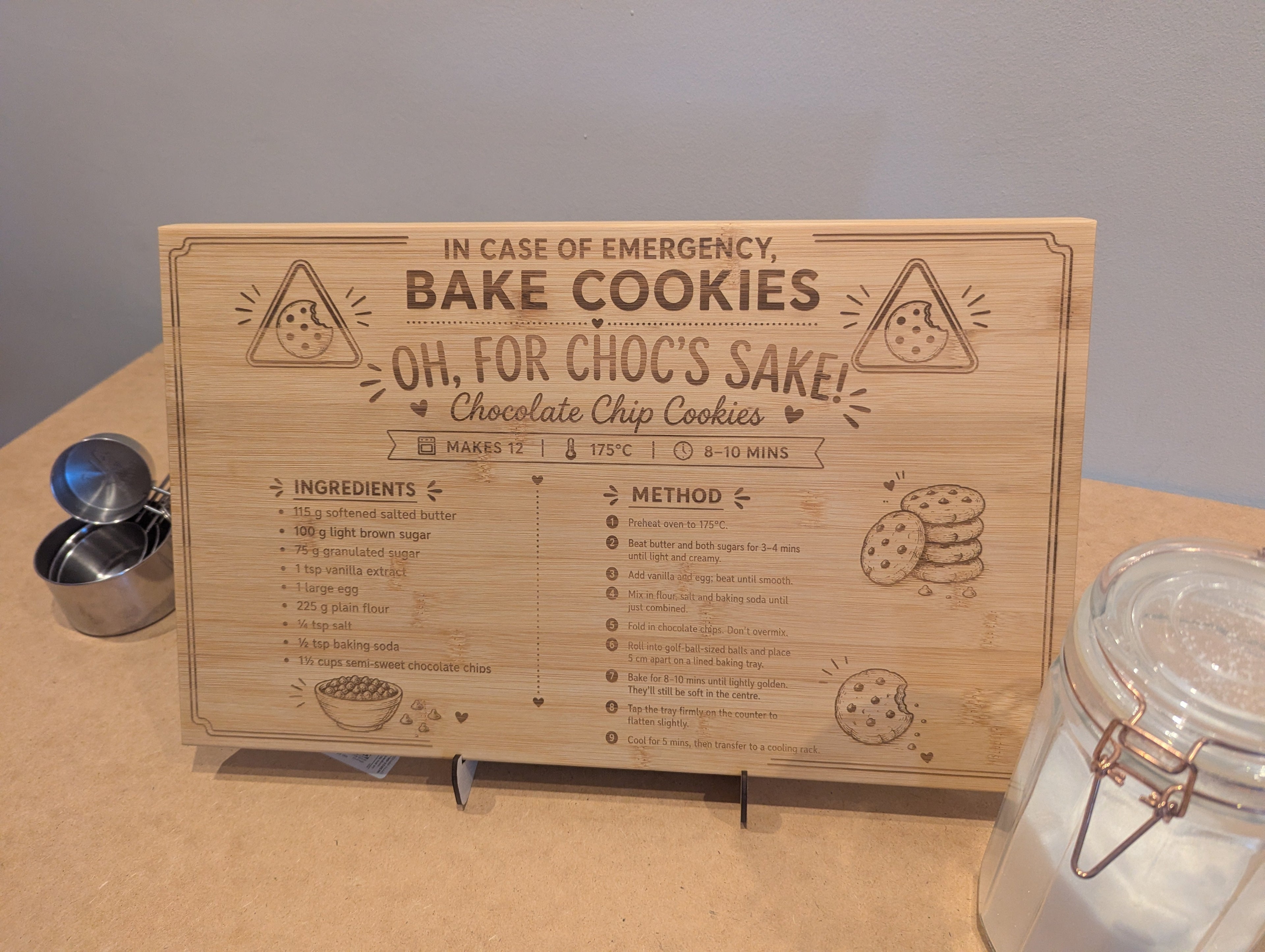 Oh, For Choc's Sake! Engraved Bamboo Recipe Board