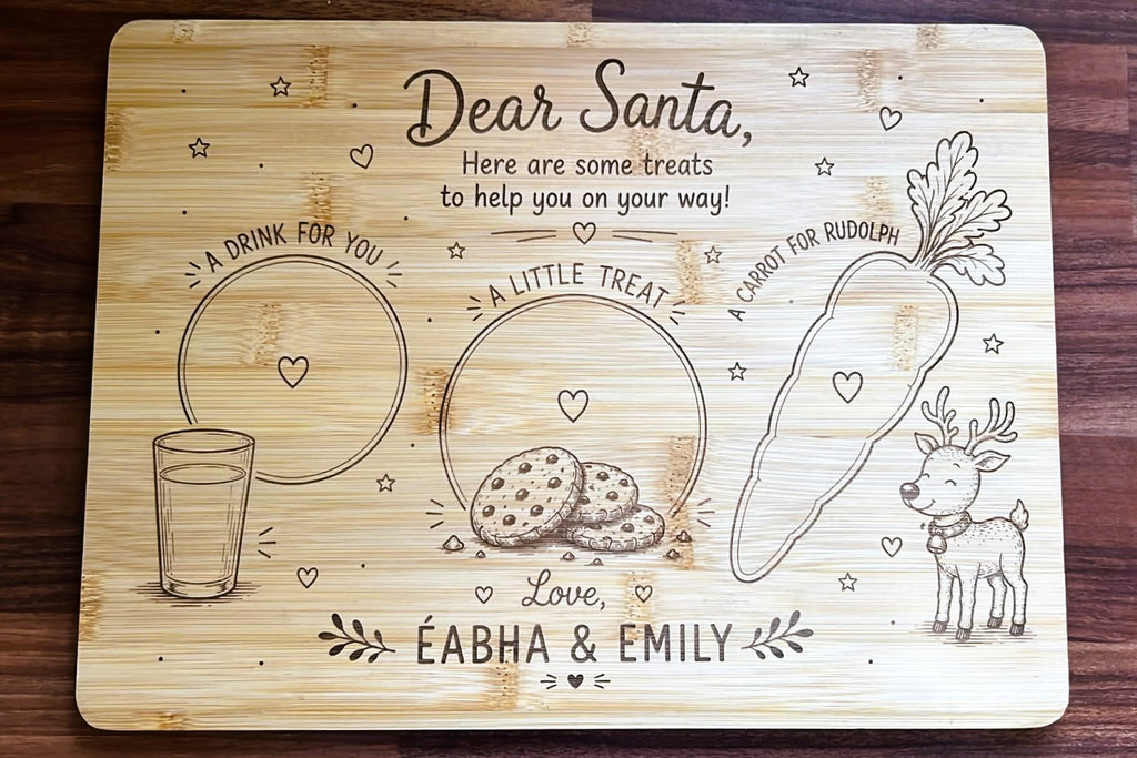 Personalised Santa treat board laser engraved bamboo – Éabha & Emily
