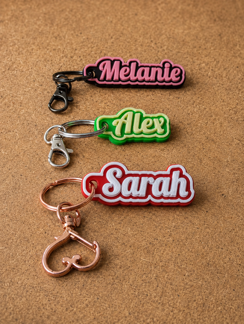 Custom 3D Printed Name Keyring – Personalised Gift – Choose Your Name & Colours