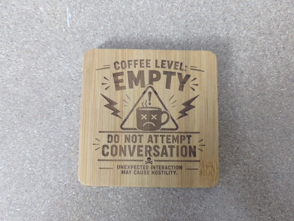 Coffee Level Coaster — Double-Sided Funny Bamboo Coaster