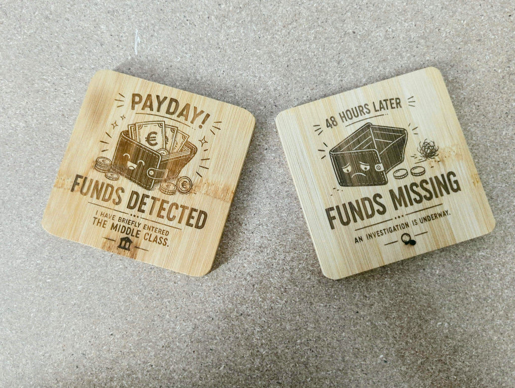 Payday 2-Pack Coaster Set — Funny Bamboo Coasters